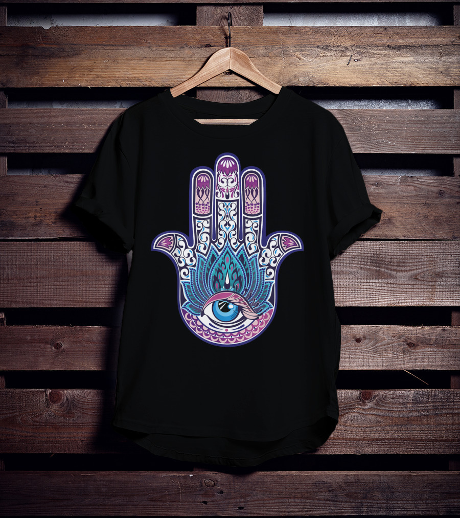 Hamsa Mandala Eye Hand Of Fatima Womens Yoga Iconic T-Shirt
