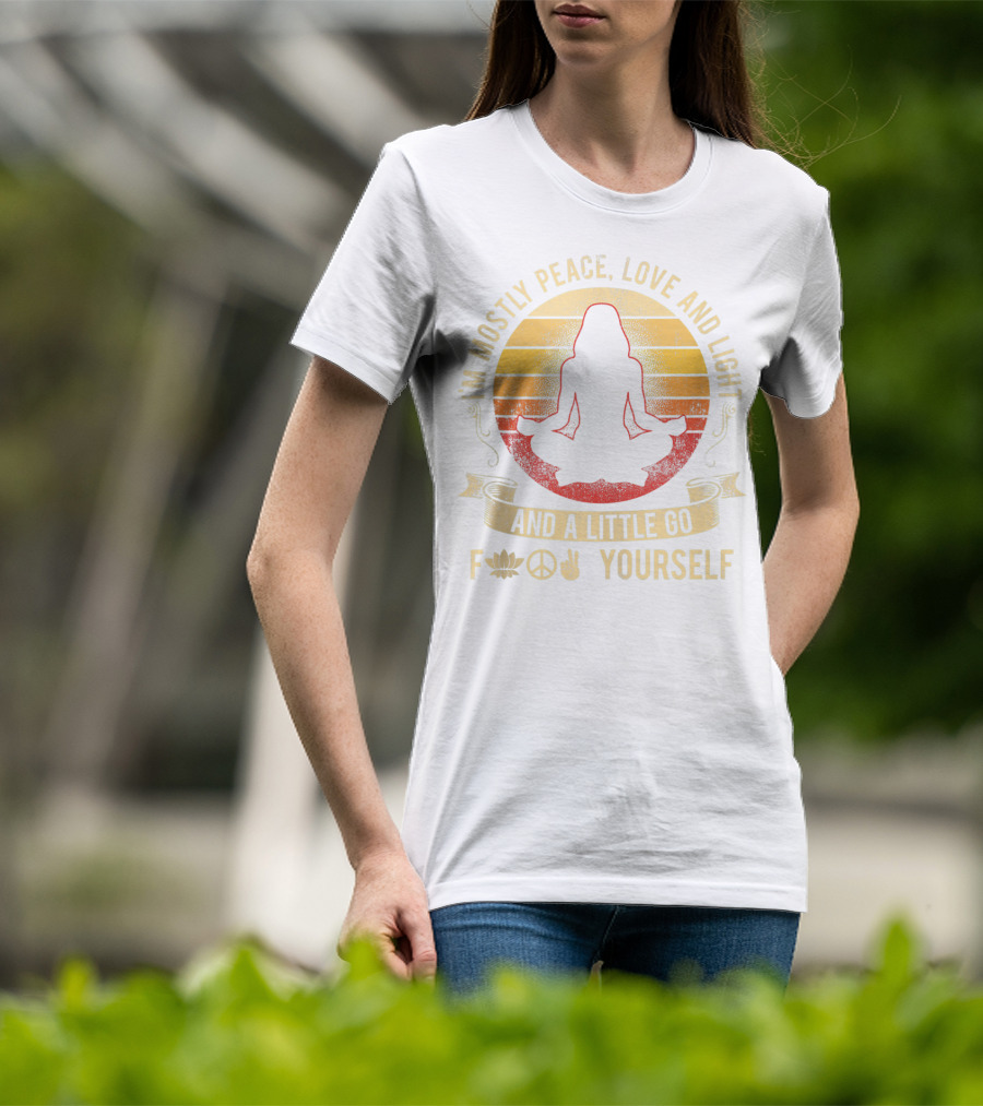 I Am Mostly Peace Love Light Lotus Peace Sign Gesture Go Yourself T-Shirt