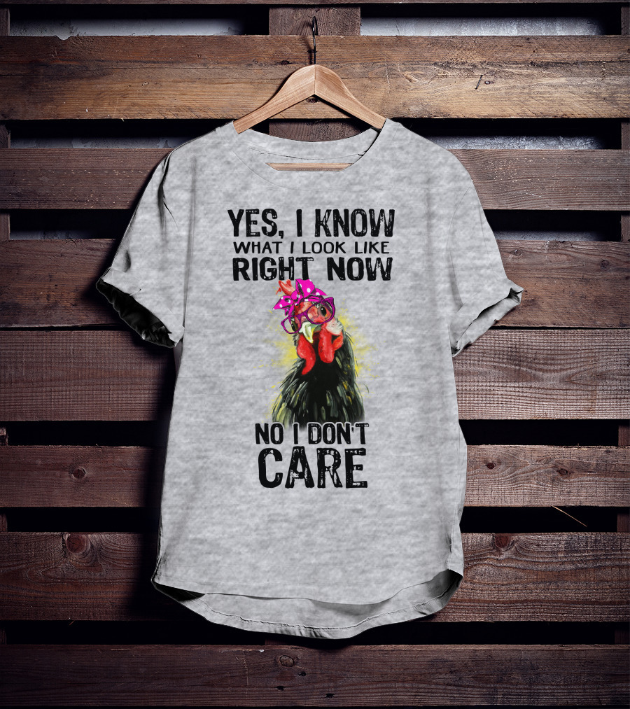 Yes I Know What I Look Like Right Now No I Don't Care Rooster With Bow Glasses T-Shirt