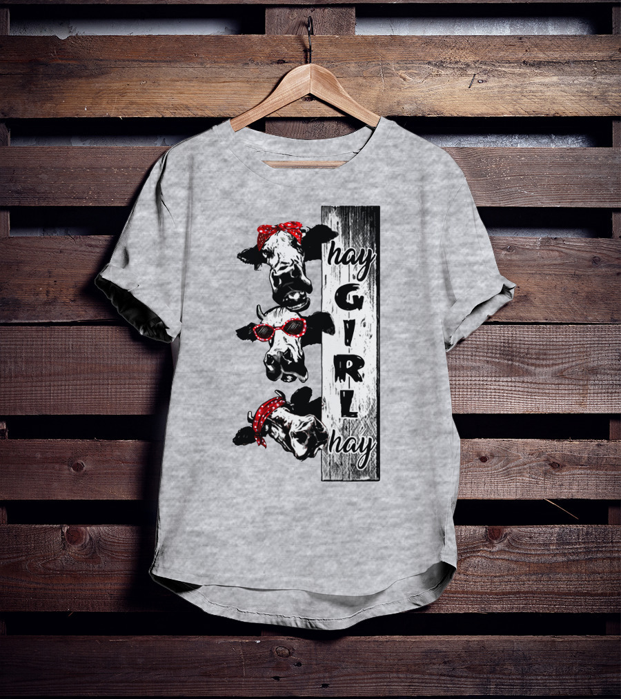Hay GIRL Hay Cow Trio Red Bandana And Glasses T-Shirt