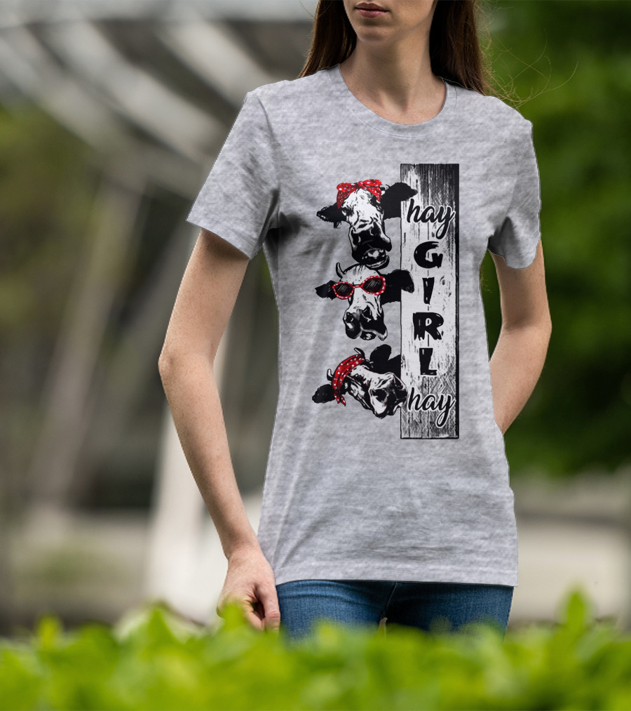 Hay GIRL Hay Cow Trio Red Bandana And Glasses T-Shirt