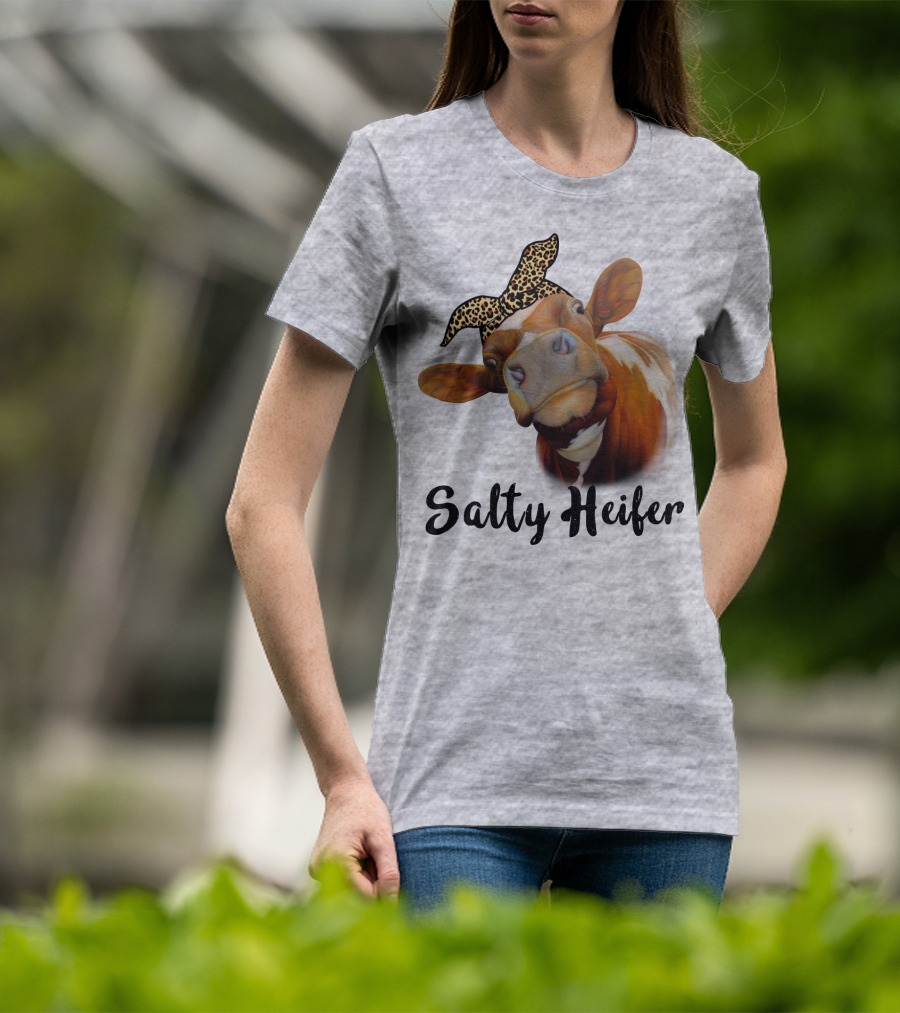 Salty Heifer Leopard Headband Cow T-Shirt