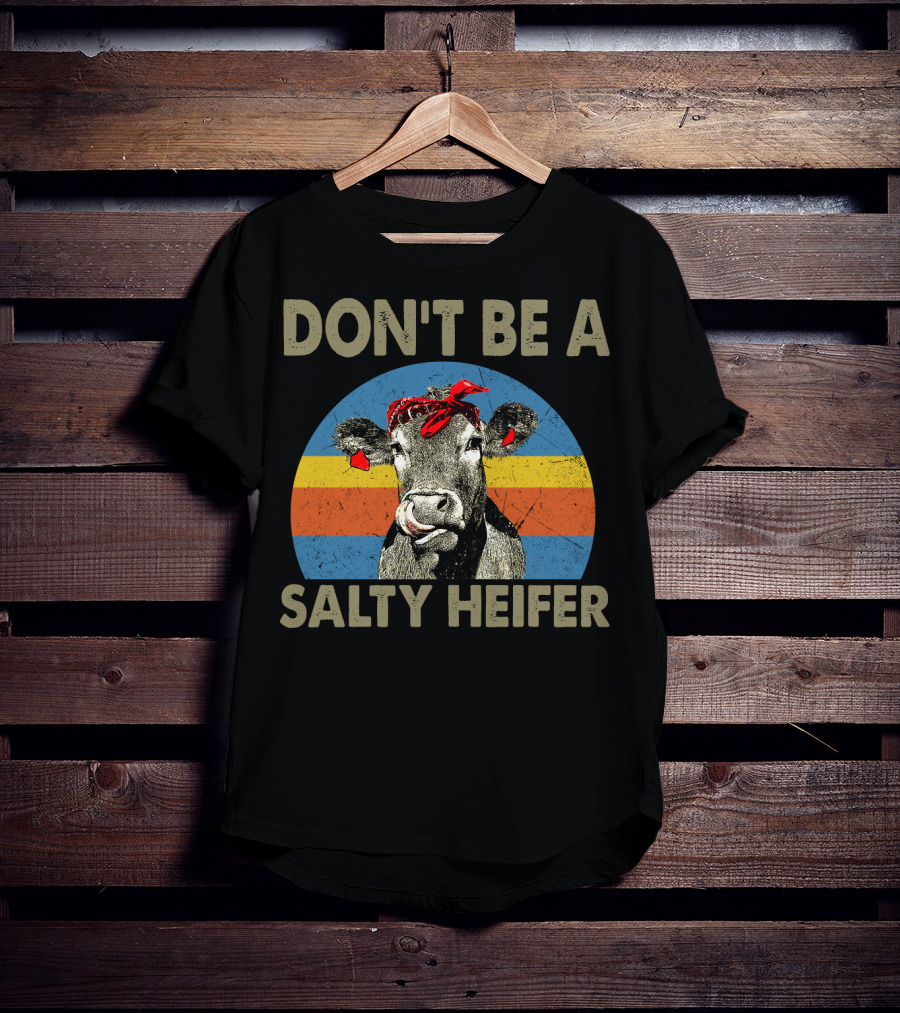 DON'T BE A SALTY HEIFER Retro Cow Bandana T-Shirt