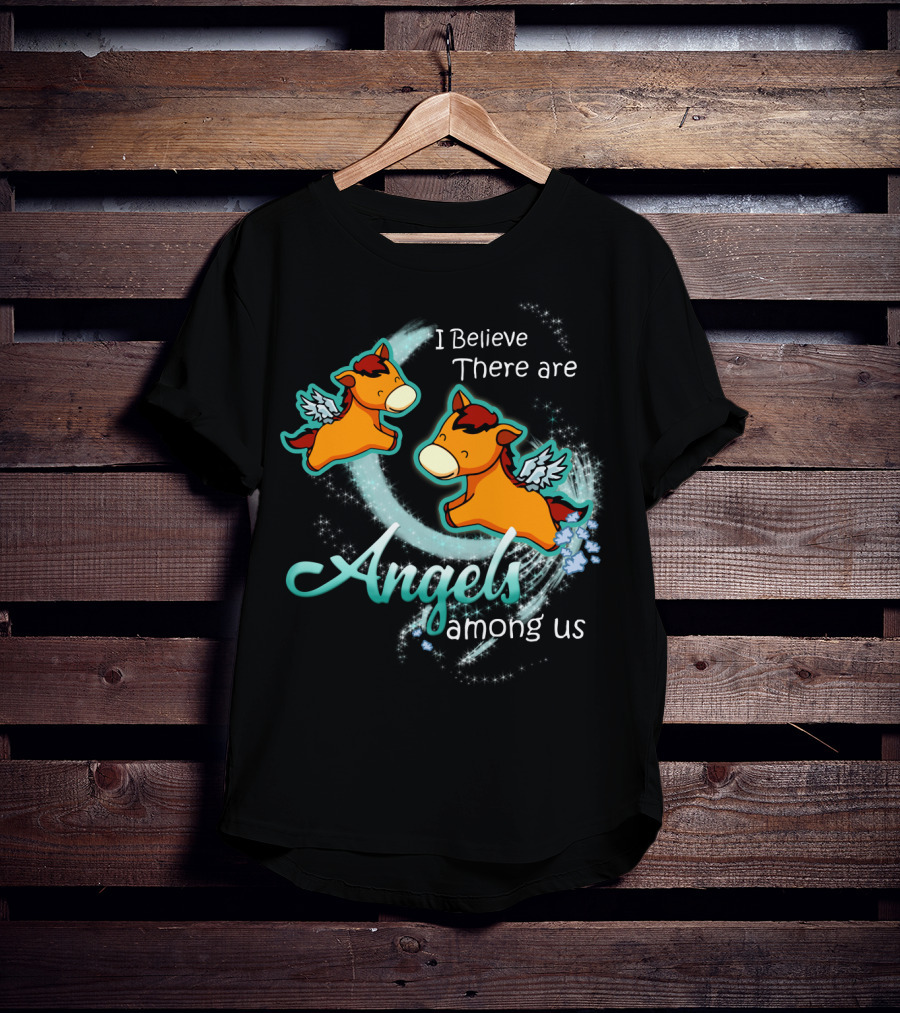 I Believe There Are Angels Among Us Flying Horses With Wings T-Shirt