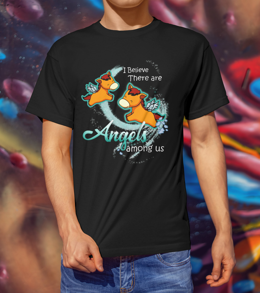 I Believe There Are Angels Among Us Flying Horses With Wings T-Shirt