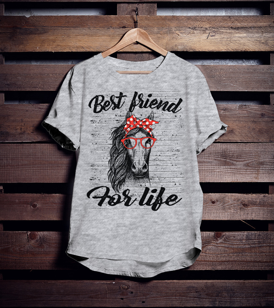 Best Friend For Life Horse With Red Polka Dot Bow And Glasses T-Shirt