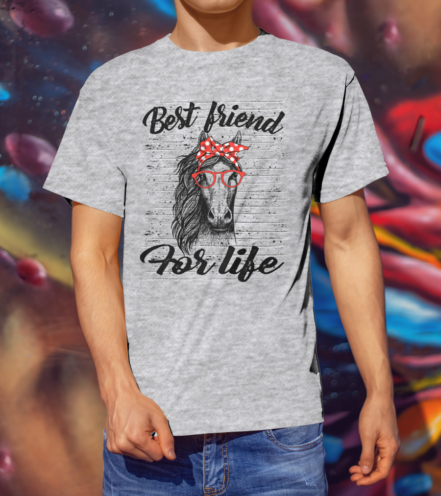 Best Friend For Life Horse With Red Polka Dot Bow And Glasses T-Shirt