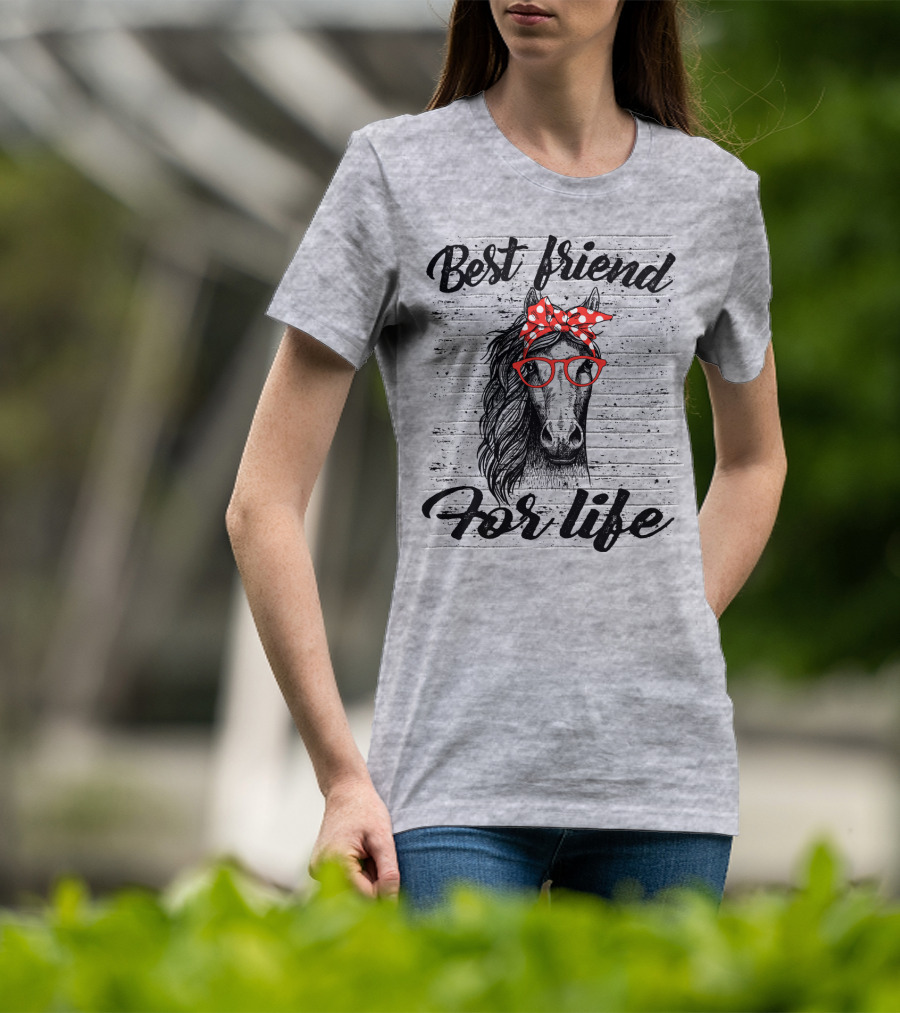 Best Friend For Life Horse With Red Polka Dot Bow And Glasses T-Shirt