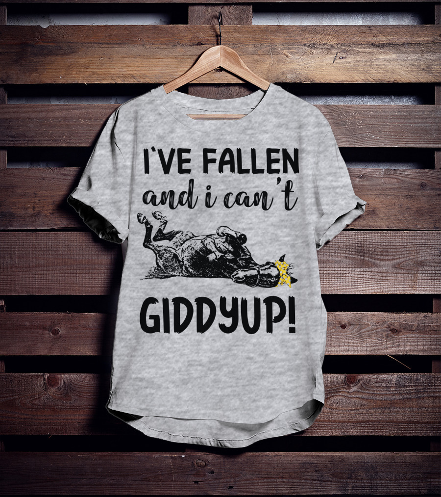 I've Fallen And I Can't Giddyup I've Fallen Cow With Yellow Bow T-Shirt