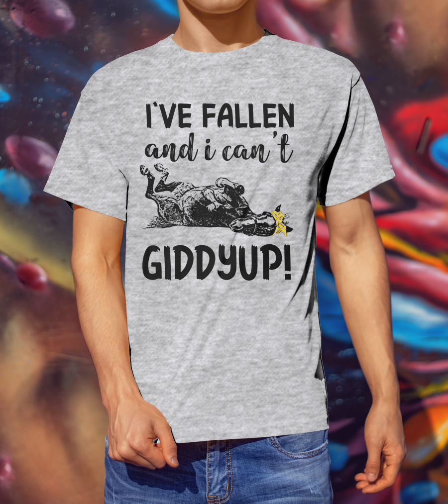 I've Fallen And I Can't Giddyup I've Fallen Cow With Yellow Bow T-Shirt