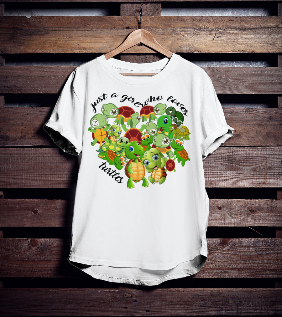 Just A Girl Who Loves Turtles Cute Cartoon Turtle Collection T-Shirt