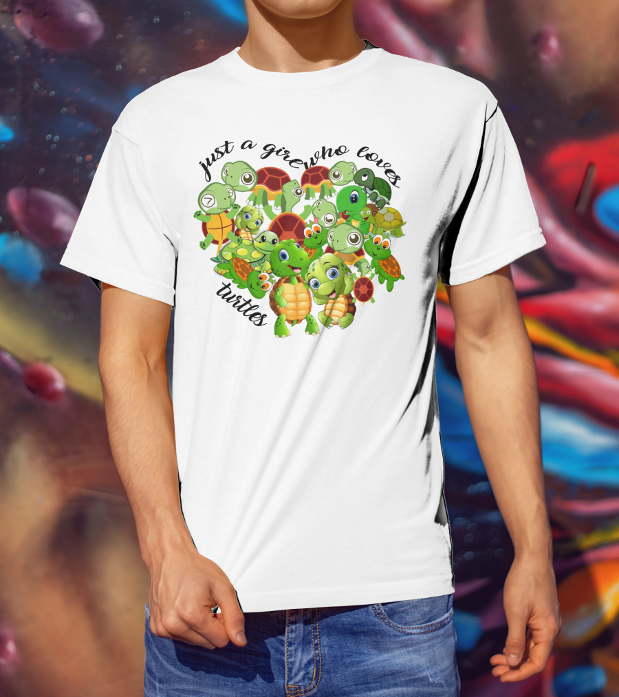 Just A Girl Who Loves Turtles Cute Cartoon Turtle Collection T-Shirt