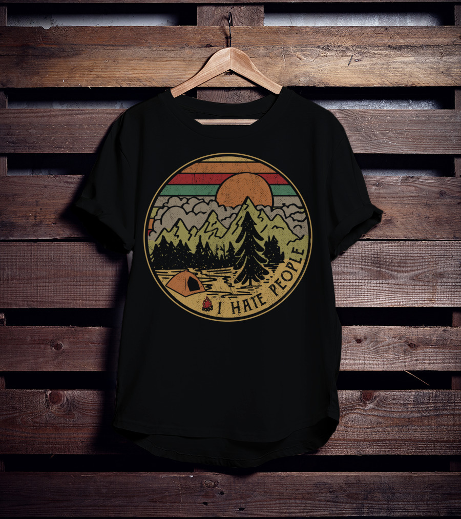 I Hate People Mountains Camping Sunset T-Shirt
