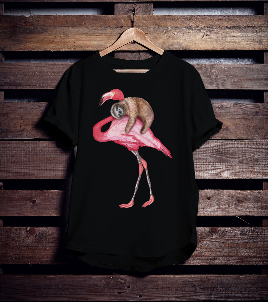 Sloth Riding Flamingo T-Shirt