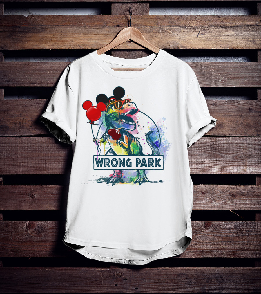 Wrong Park T Rex With Mickey Ears And Balloon T-Shirt