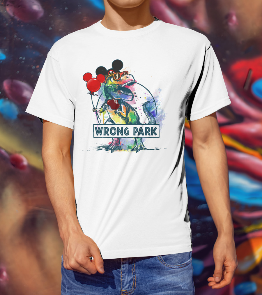 Wrong Park T Rex With Mickey Ears And Balloon T-Shirt