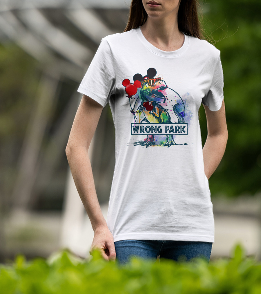 Wrong Park T Rex With Mickey Ears And Balloon T-Shirt