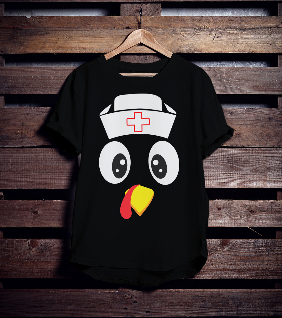 Turkey Nurse Cute Cartoon Face With Medical Hat T-Shirt