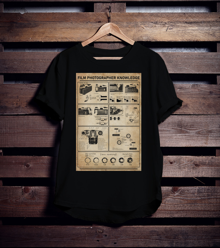 Film Photographer Knowledge Vintage Camera Instructions Lens Aperture Guide T-Shirt
