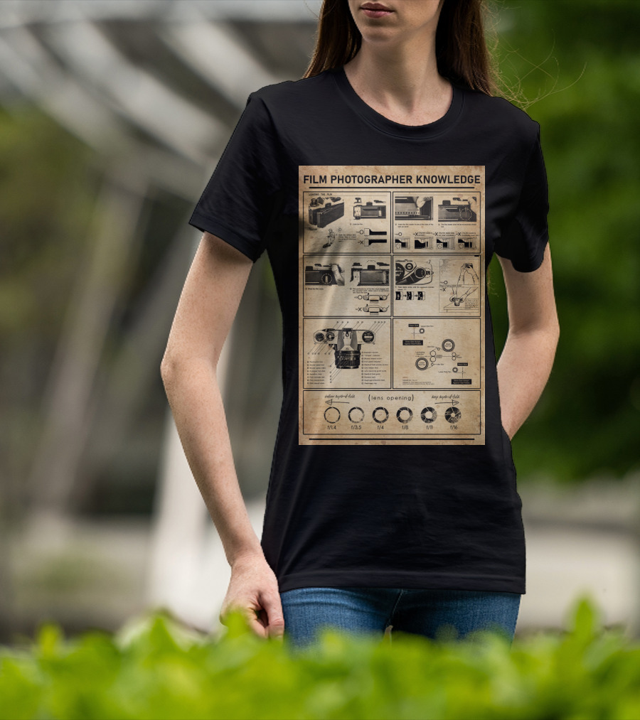 Film Photographer Knowledge Vintage Camera Instructions Lens Aperture Guide T-Shirt