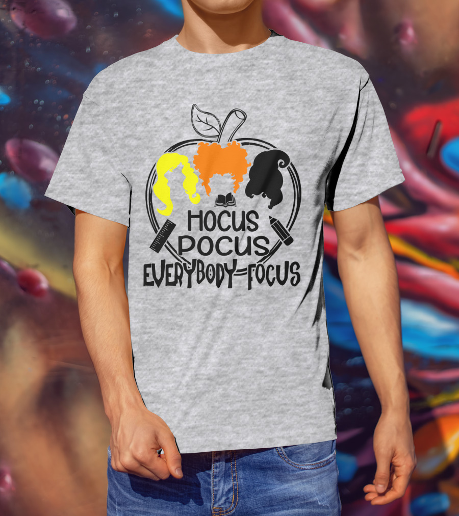 Hocus Pocus Everybody Focus Apple Hair Silhouettes Book Pencil Ruler T-Shirt
