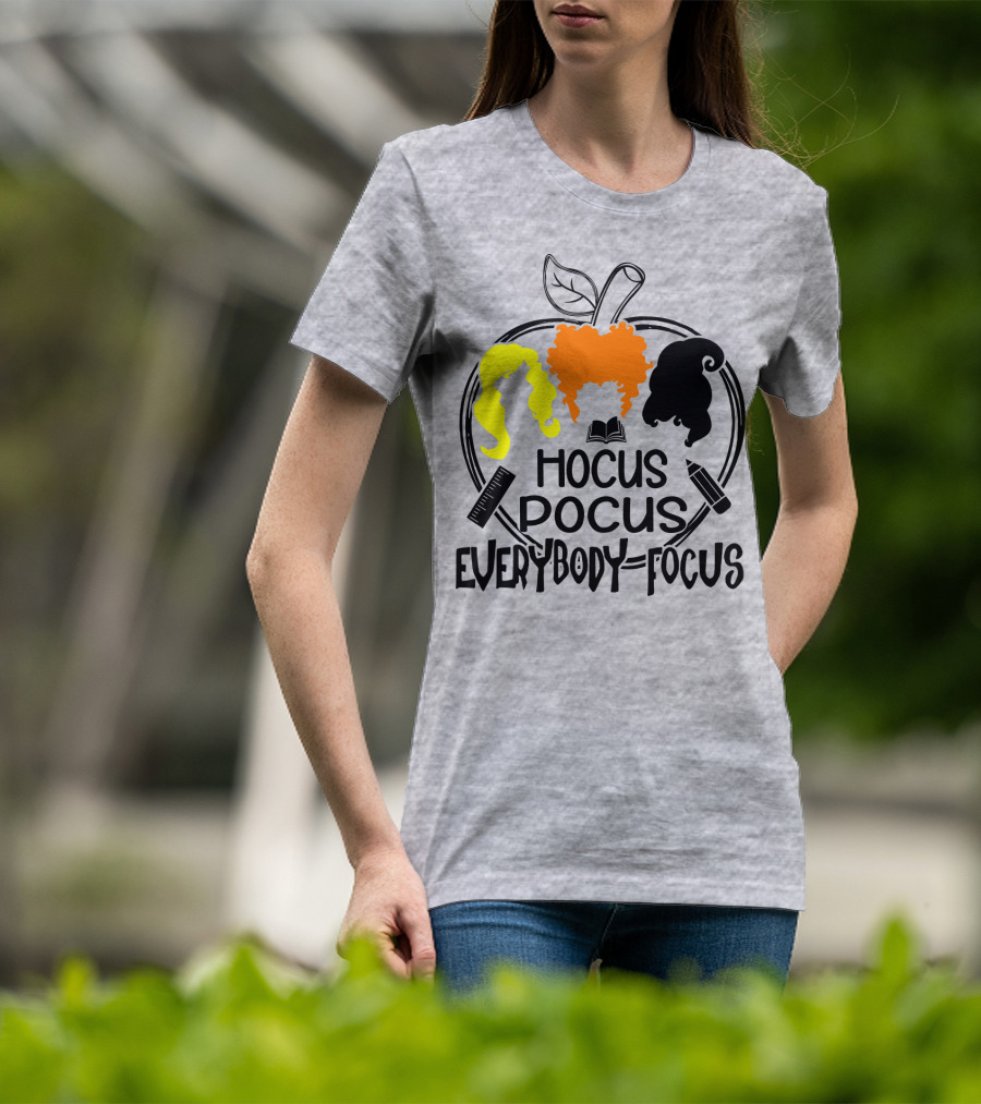 Hocus Pocus Everybody Focus Apple Hair Silhouettes Book Pencil Ruler T-Shirt