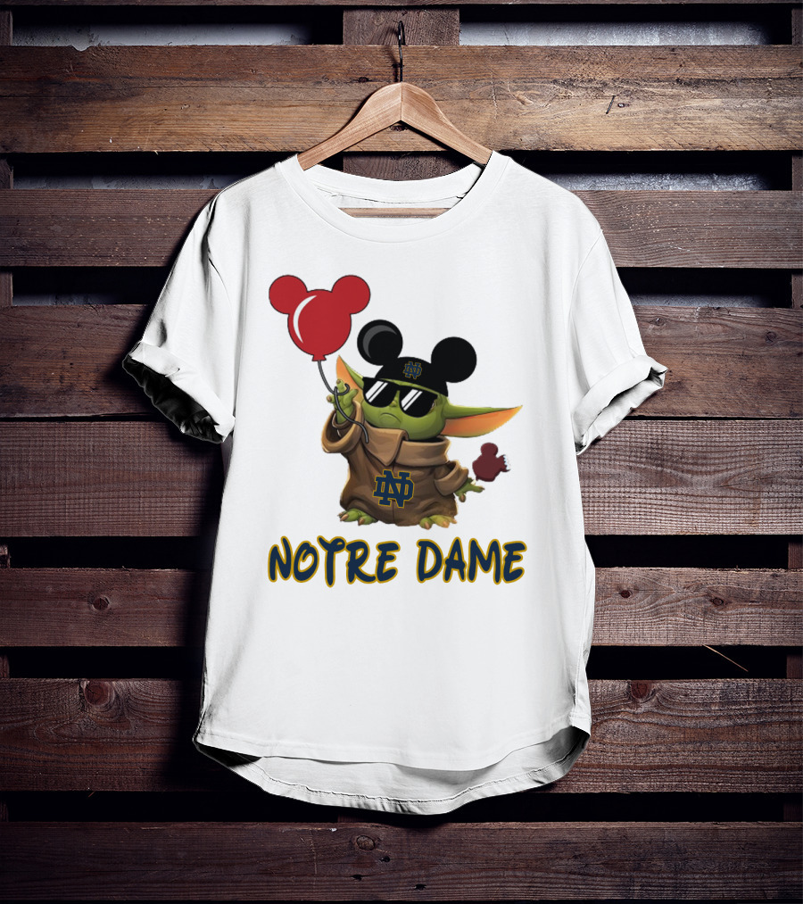 Notre Dame Baby Yoda Mickey Balloons T-Shirt