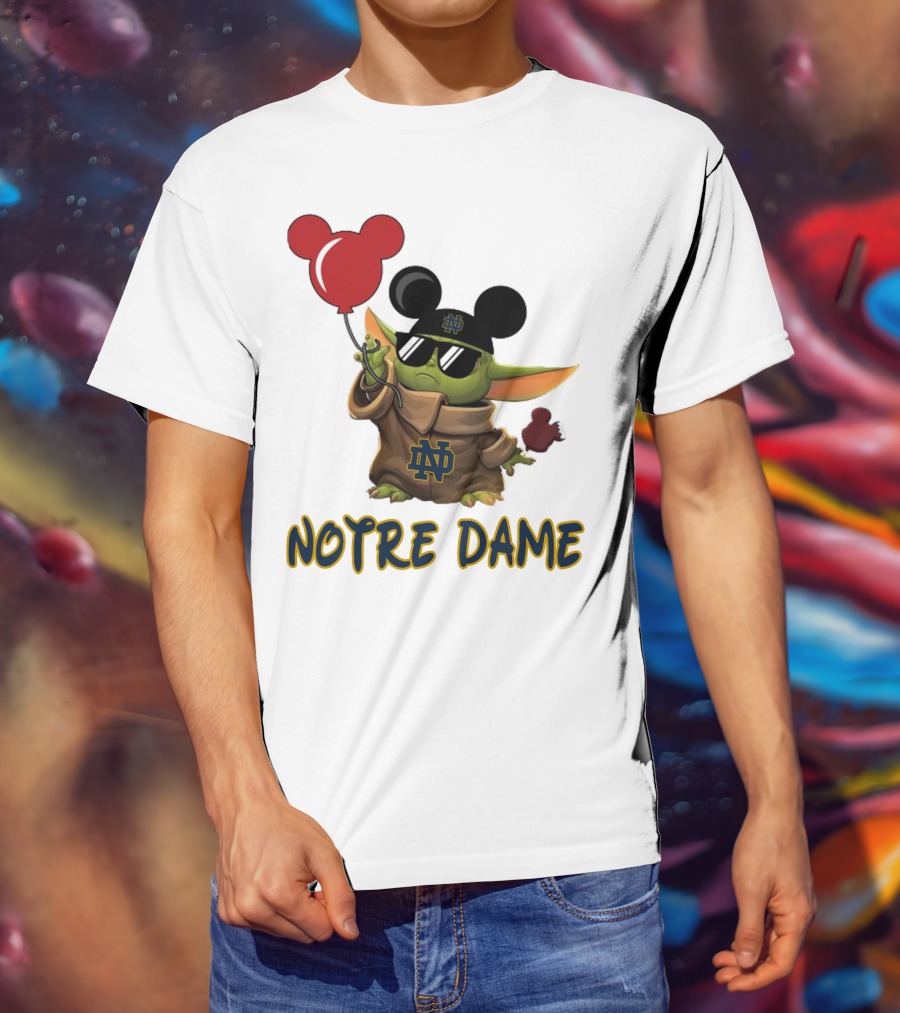 Notre Dame Baby Yoda Mickey Balloons T-Shirt