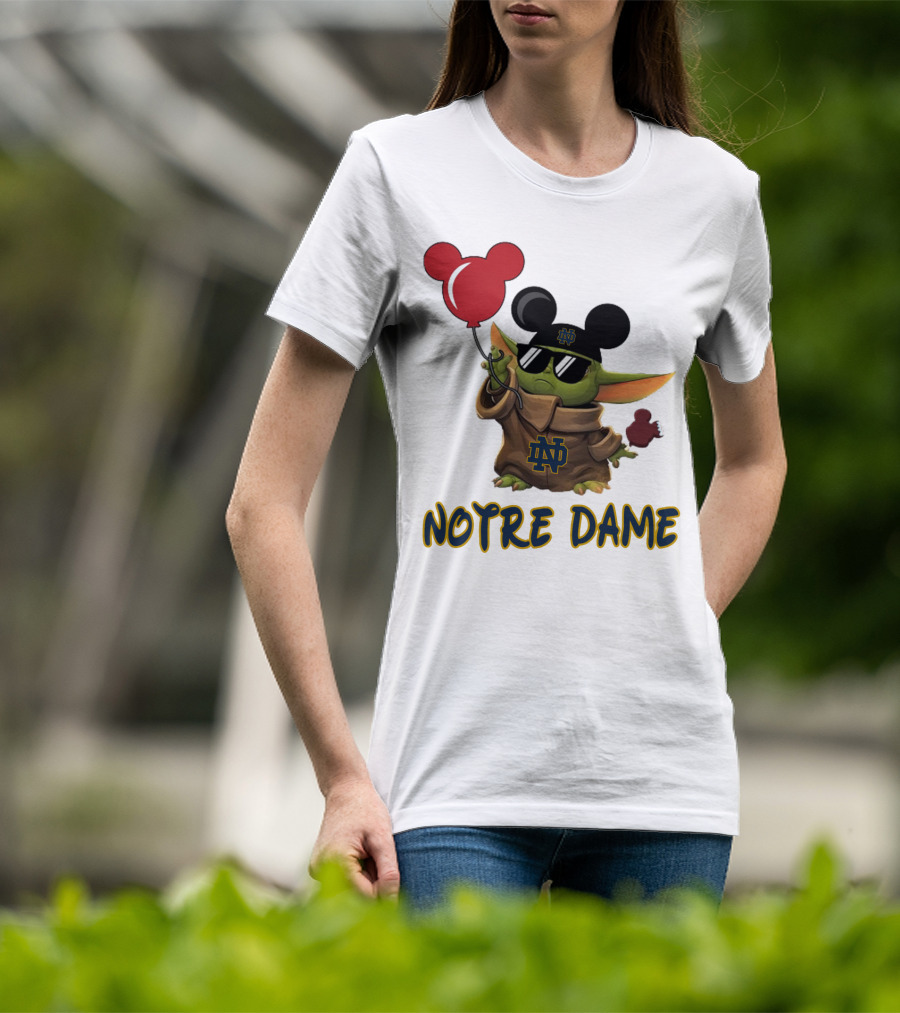 Notre Dame Baby Yoda Mickey Balloons T-Shirt