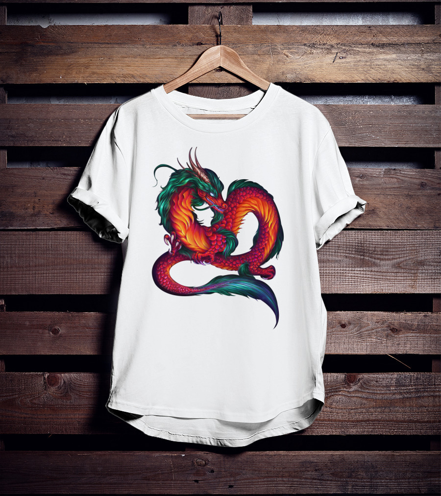 DRAGON ART AAA Kaleidoscope Colors Coiled Majesty T-Shirt