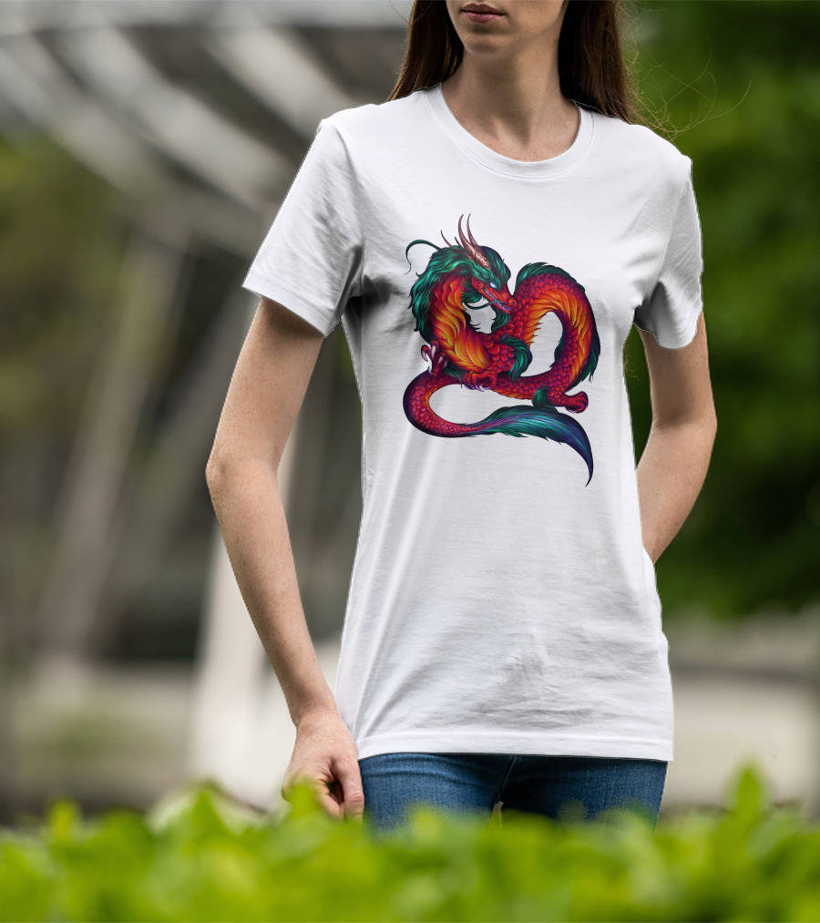 DRAGON ART AAA Kaleidoscope Colors Coiled Majesty T-Shirt