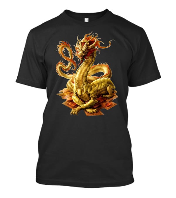Chinese Dragon Golden Serpent Ember Glow T-Shirt