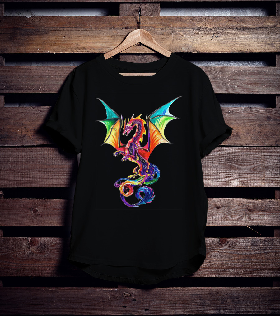 Colorful Rainbow Dragon Multicolored Wings T-Shirt