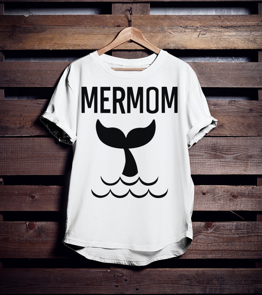 Mermom Whale Tail Ocean Waves T-Shirt