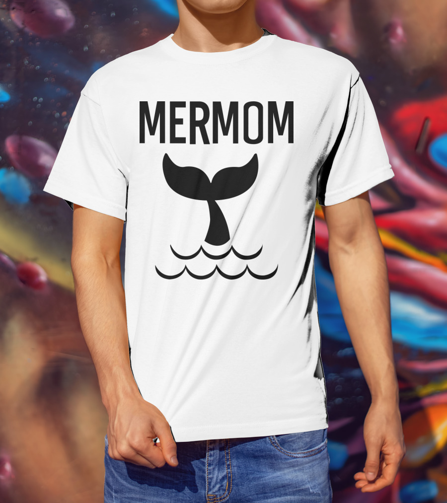 Mermom Whale Tail Ocean Waves T-Shirt