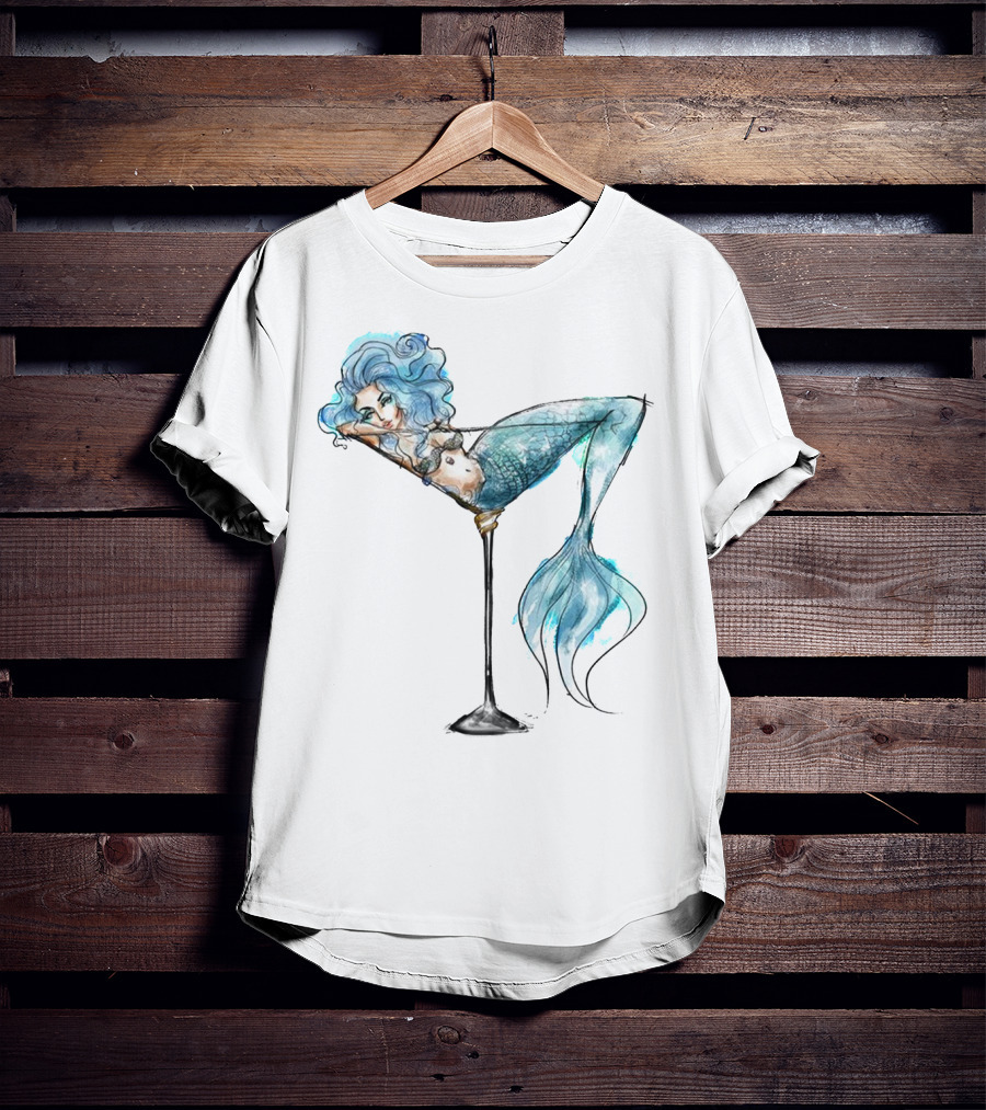 Mermaid Relaxing IN Cocktail Glass T-Shirt