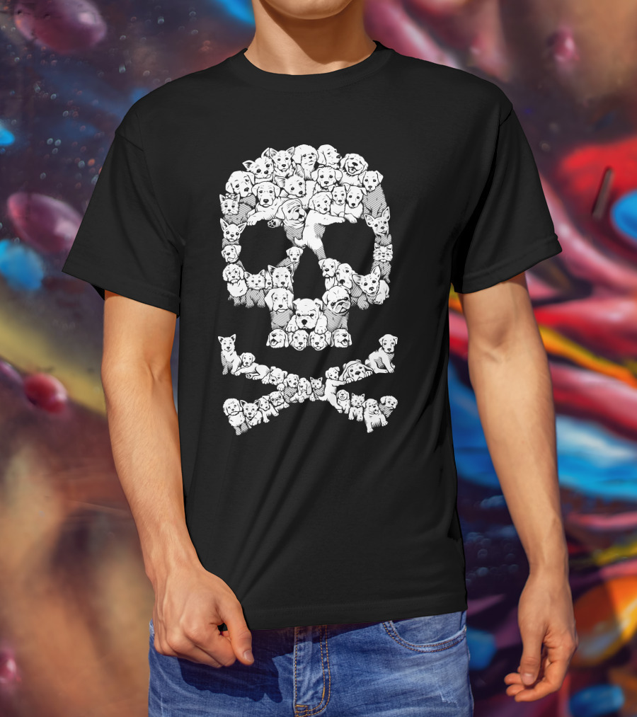 Skull Made Of Playful Puppies And Dogs T-Shirt