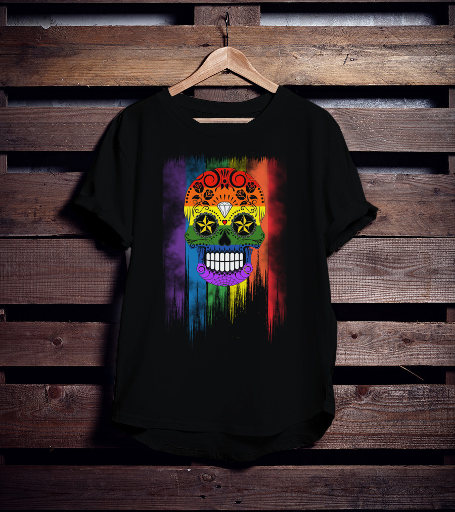 Skull Star Diamond Rainbow Sugar Skull T-Shirt
