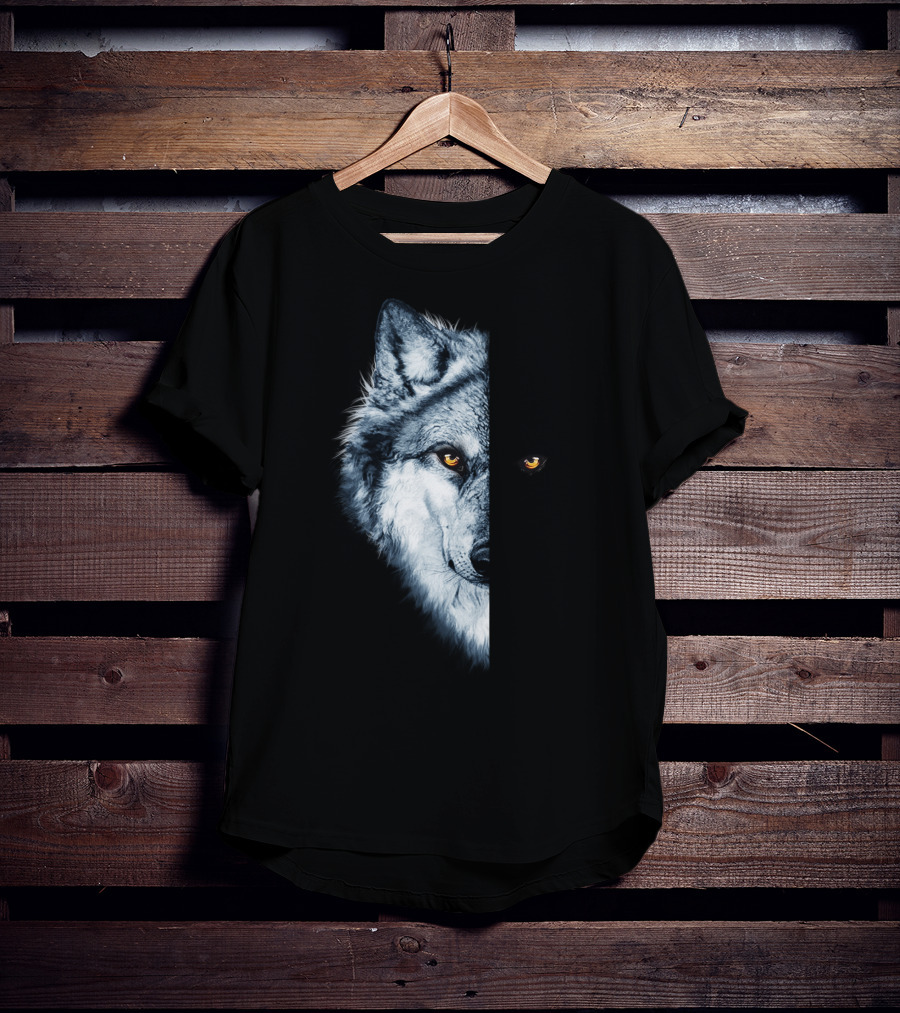 Wolf 2 Faces Half Hidden Dual Glare T-Shirt