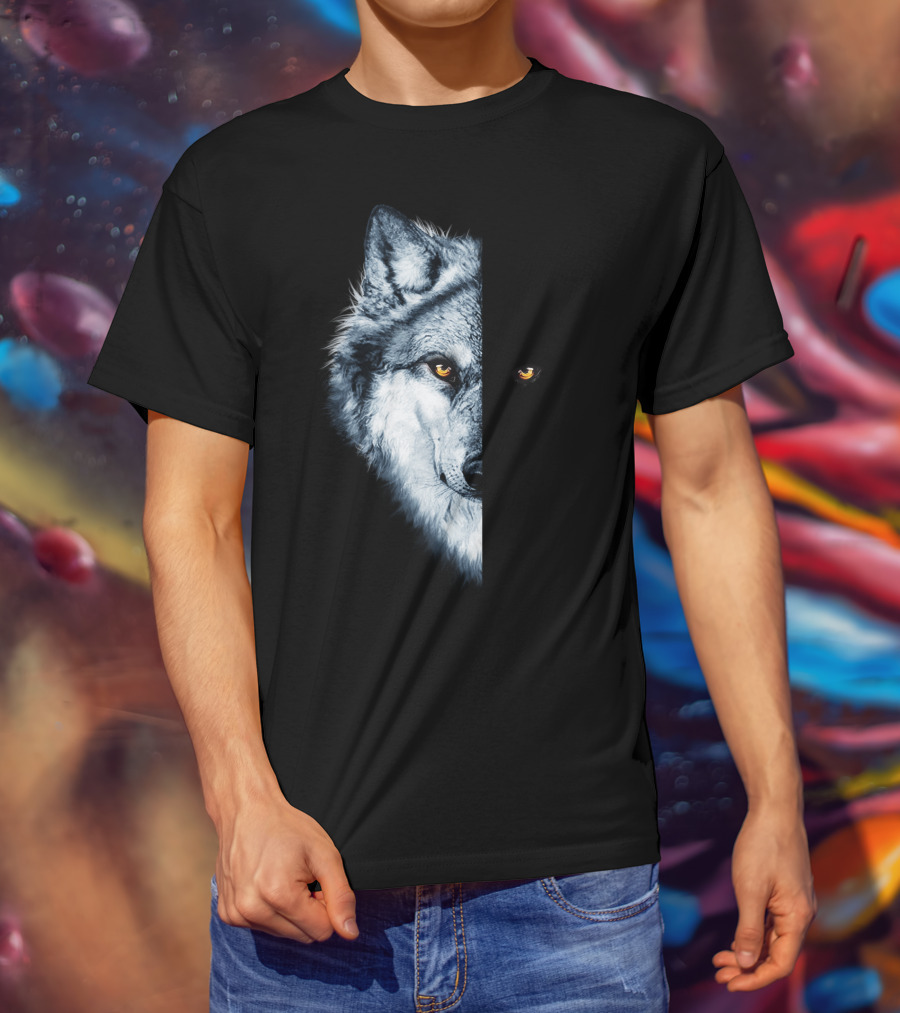 Wolf 2 Faces Half Hidden Dual Glare T-Shirt