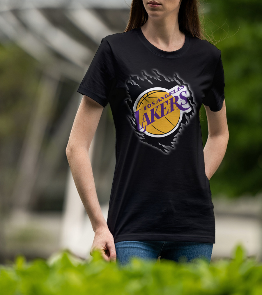 Los Angeles Lakers Basketball Emblem With Distressed T-Shirt