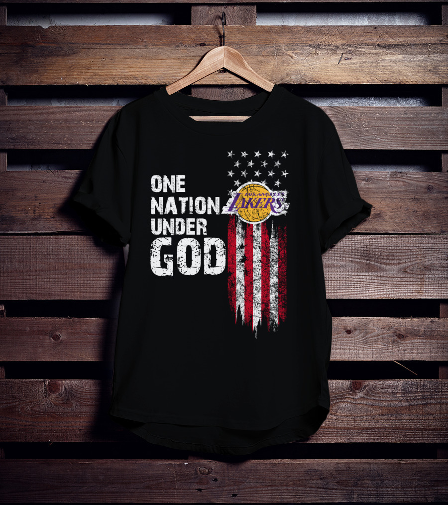 One Nation Under God Los Angeles Lakers American Flag Stars And Stripes T-Shirt