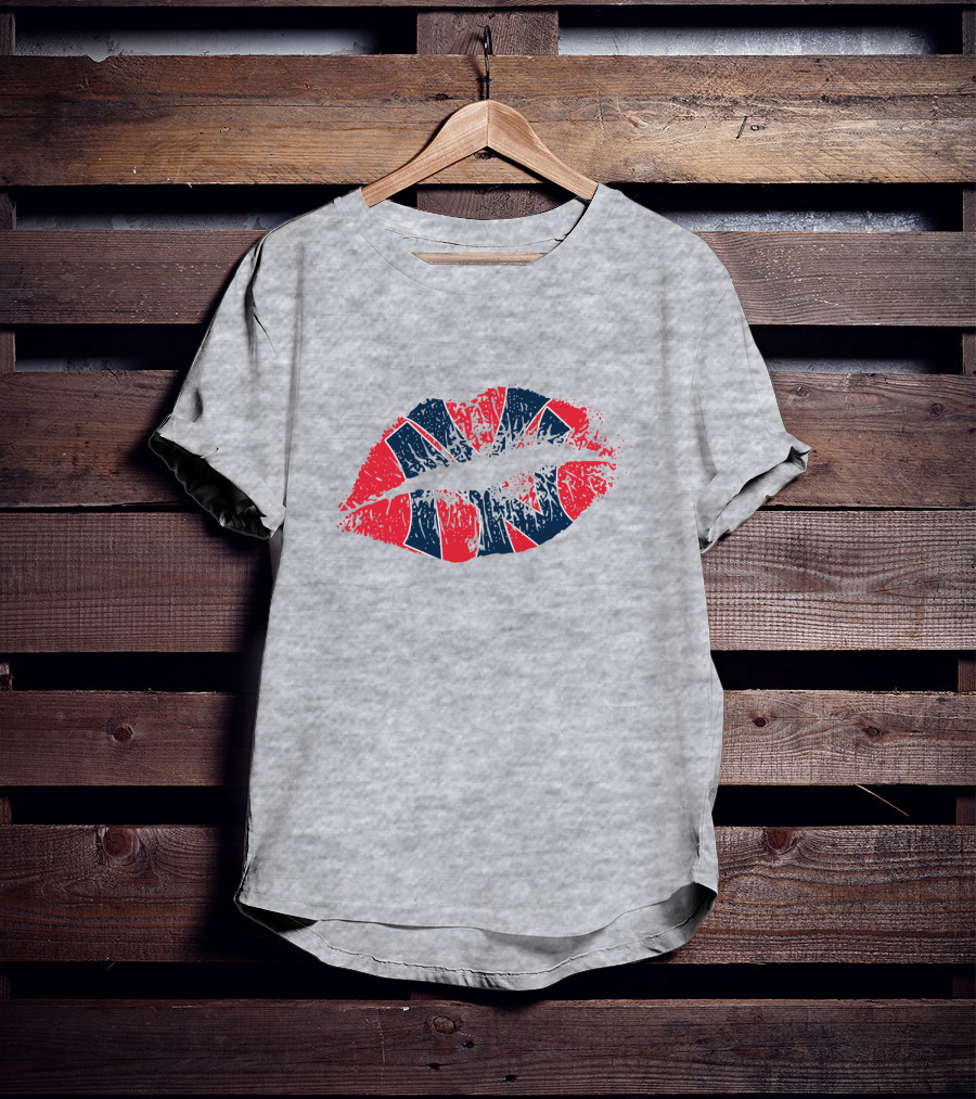 New York Yankees Lip Print Union Jack Flag Style T-Shirt