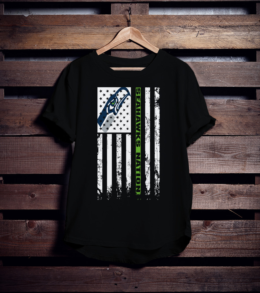 Seattle Seahawks Nation American Flag T-Shirt