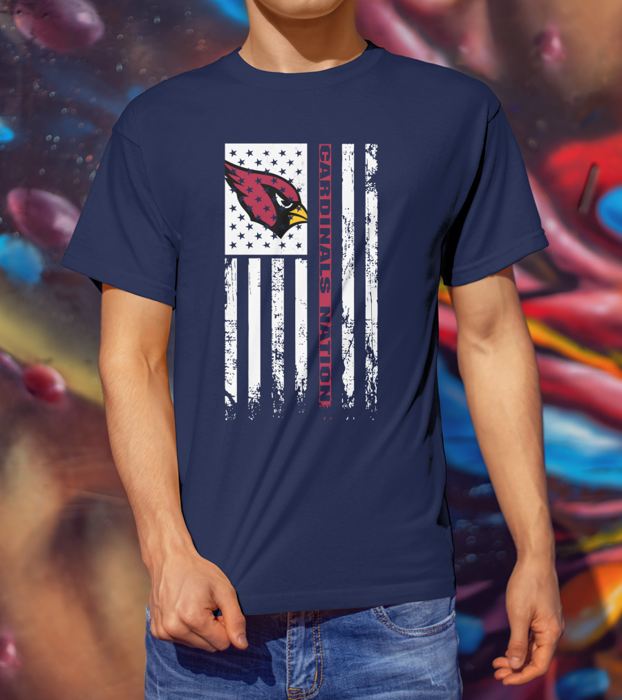 Cardinals Nation Flag Stars Stripes T-Shirt