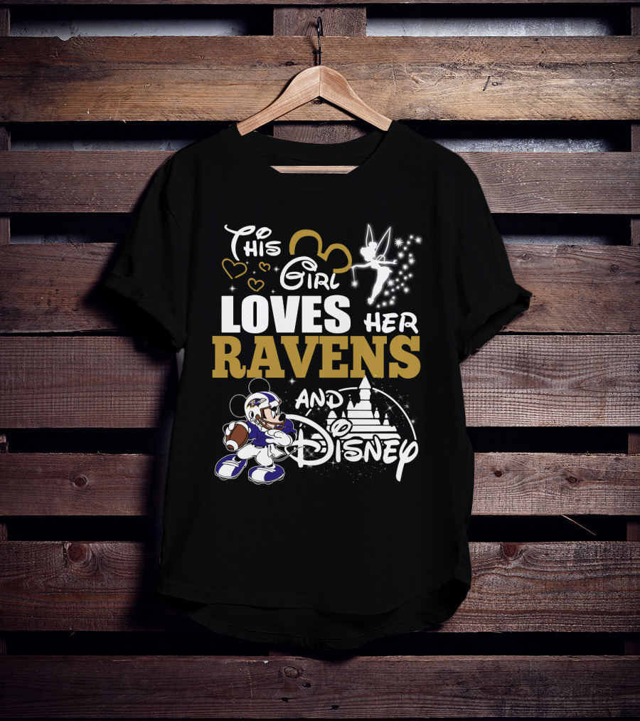 This Girl Loves Her Ravens And Disney T-Shirt