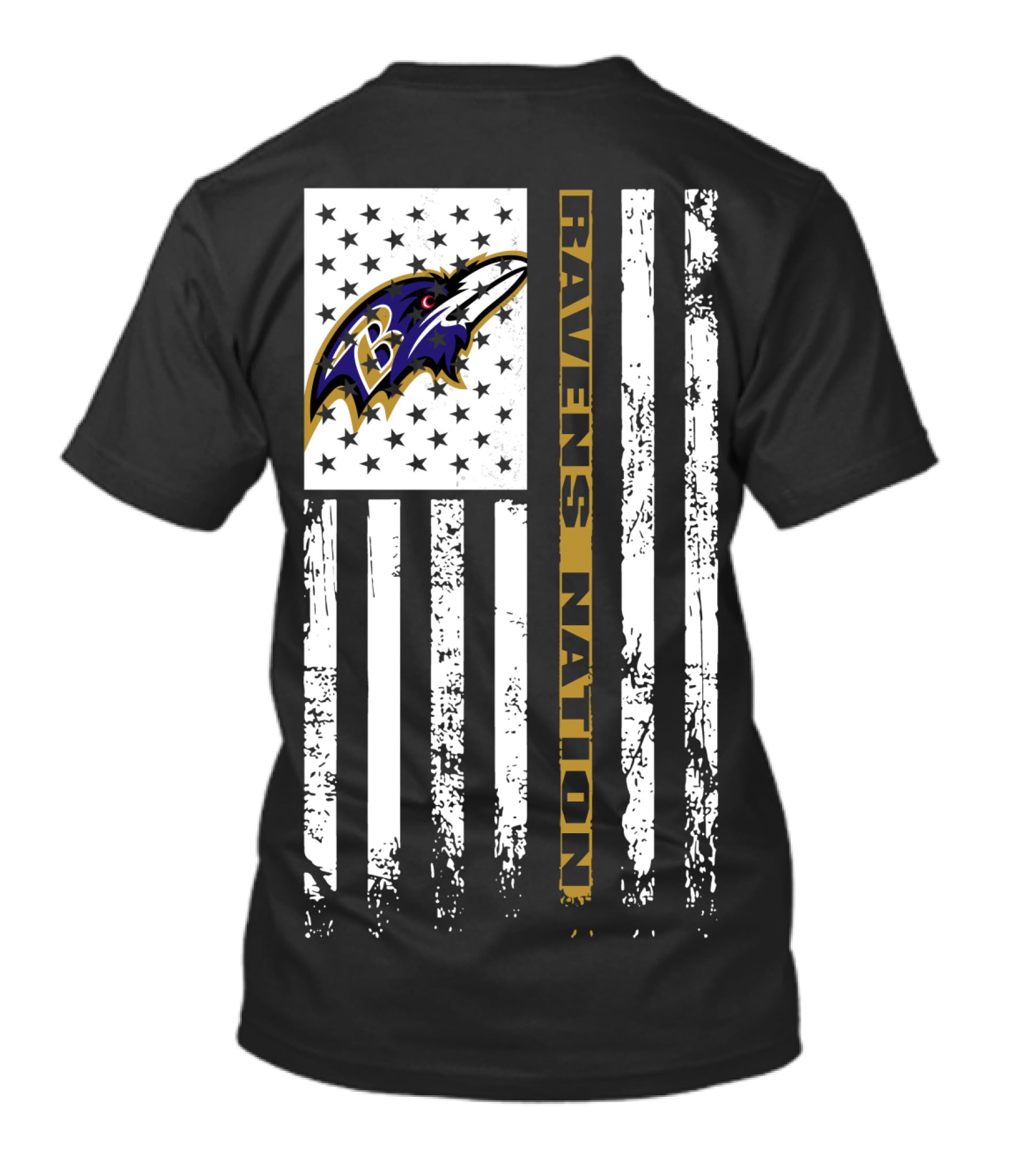 Baltimore Ravens Nation Flag Logo Stars Stripes T-Shirt