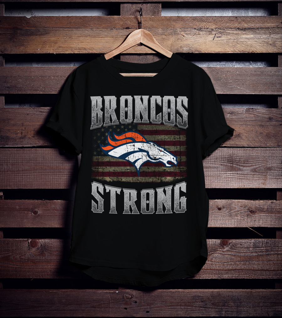 Broncos Strong American Flag Denver Broncos T-Shirt