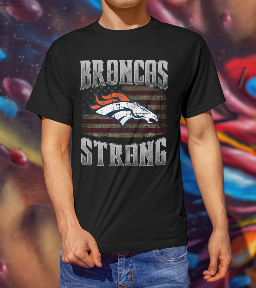 Broncos Strong American Flag Denver Broncos T-Shirt
