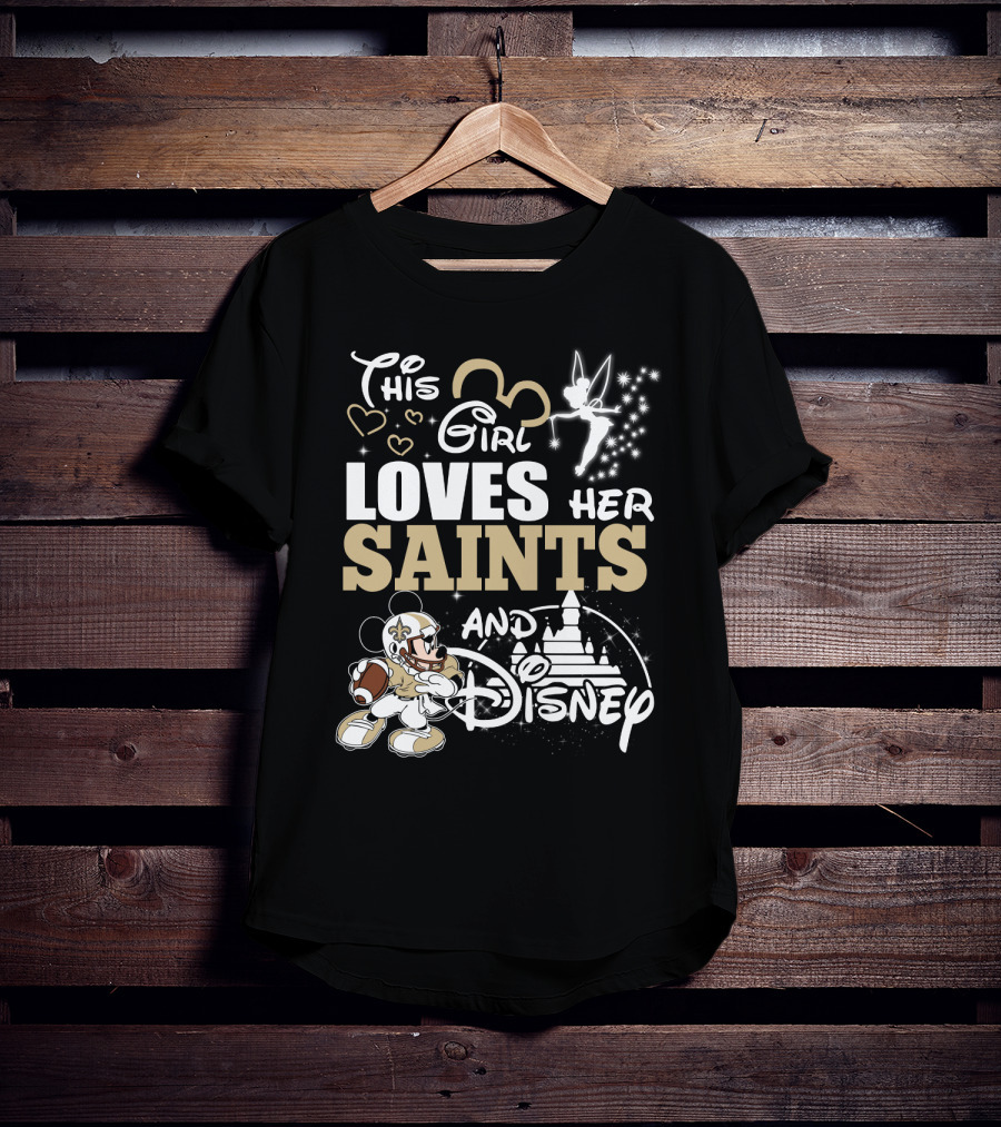 This Girl Loves Her Saints And Disney T-Shirt